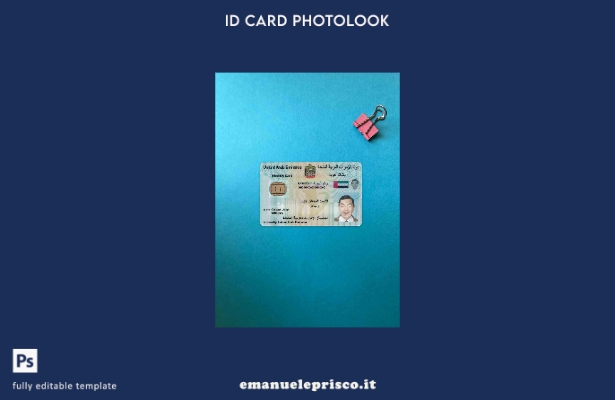 modello FRONTALE photolook ID degli Emirati Arabi Uniti in stile verificato